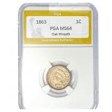 1863 Indian Head Cent PGA MS64 Oak Wreath