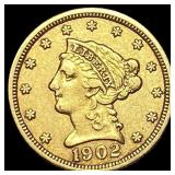 1902 Liberty Head Gold Quarter Eagle $2.50 NEARLY