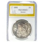 1890 Morgan Silver Dollar PGA MS65+ Monster