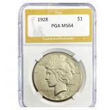 1928 Silver Peace Dollar PGA MS64