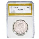 1946-S Walking Liberty Half Dollar PGA MS66