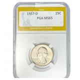1937-D Washington Silver Quarter PGA MS65