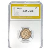1863 Indian Head Cent PGA MS64