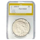 1935-S Silver Peace Dollar PGA MS64