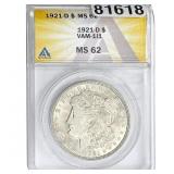 1921-D Morgan Silver Dollar ANACS MS62 VAM-11