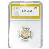 1937 Mercury Silver Dime PGA MS64