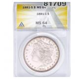 1881-S Morgan Silver Dollar ANACS MS64