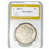 1887-S Morgan Silver Dollar PGA MS63+