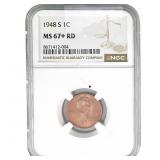 1948-S Wheat Cent NGC MS67+ RD