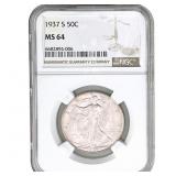 1937-S Walking Liberty Half Dollar NGC MS64