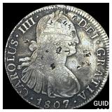 1807 Mo Mexico Silver 8 Reales Chopmark