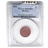 1864 Indian Head Cent PCGS MS64 BN