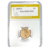 1909-S Wheat Cent PGA MS65 RED