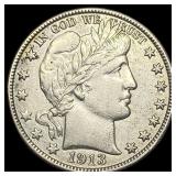 1913-D Silver Barber Half Dollar NEARLY UNCIRCULAT