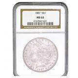 1887 Morgan Silver Dollar NGC MS63