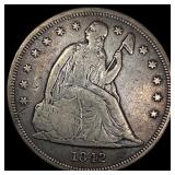 1842 Silver Seated Liberty Dollar ABOUT UNCIRCULAT