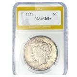 1921 Silver Peace Dollar PGA MS65+