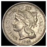 1865 Nickel Three-Cent Piece CHOICE AU