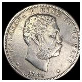 1883 Silver 1 Dala Hawaii ABOUT UNCIRCULATED