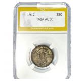 1917 Standing Liberty Quarter PGA AU50 Type 1