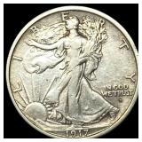 1917-D Silver Half Dollar Walking Liberty NEARLY U