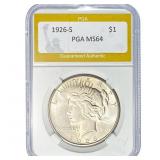 1926-S Silver Peace Dollar PGA MS64