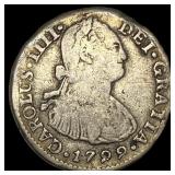 1799 Colonial Spain Silver 2 Reales  NEARLY UNCIRC
