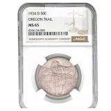 1934-D Oregon Trail Half Dollar NGC MS65