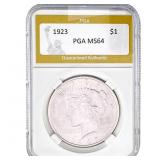1923 Silver Peace Dollar PGA MS64
