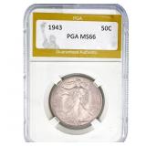 1943 Walking Liberty Half Dollar PGA MS66