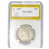 1837 Capped Bust Half Dollar PGA MS63