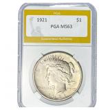 1921 Silver Peace Dollar PGA MS63