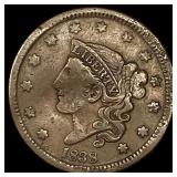 1838 Braided Hair Large Cent HIGH GRADE