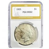 1925 Silver Peace Dollar PGA MS62