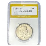 1948-D Franklin Half Dollar PGA MS66+ FBL