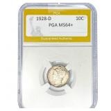 1928-D Mercury Silver Dime PGA MS64+