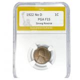 1922 No D Wheat Cent PGA F15 Strong Reverse