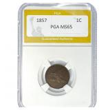 1857 Flying Eagle Cent PGA MS65