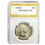 1948-D Franklin Half Dollar PGA MS65+ FBL