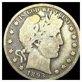 1893 Silver Barber Half Dollar NICELY CIRCULATED