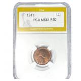 1913 Wheat Cent PGA MS64 RED