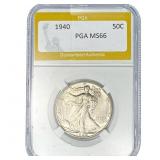 1940 Walking Liberty Half Dollar PGA MS66