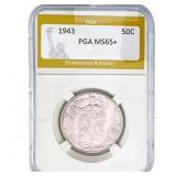 1943 Walking Liberty Half Dollar PGA MS65+