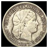 1887 Haiti Silver 20 Cents NEARLY UNCIRCULATED