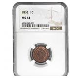 1862 Indian Head Cent NGC MS61