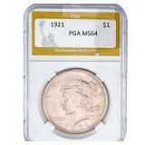 1921 Silver Peace Dollar PGA MS64
