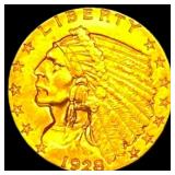 1928 Indian Head Gold $2.50 Quarter Eagle GEM BU
