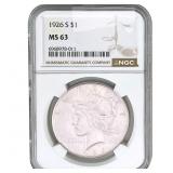 1926-S Silver Peace Dollar NGC MS63