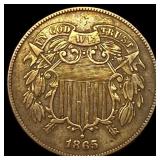 1865 Copper Two-Cent Piece NEARLY UNCIRCULATED