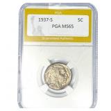 1937-S Buffalo Nickel PGA MS65